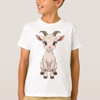 Niedliche Anime-Ziege mit großen Augen T-Shirt