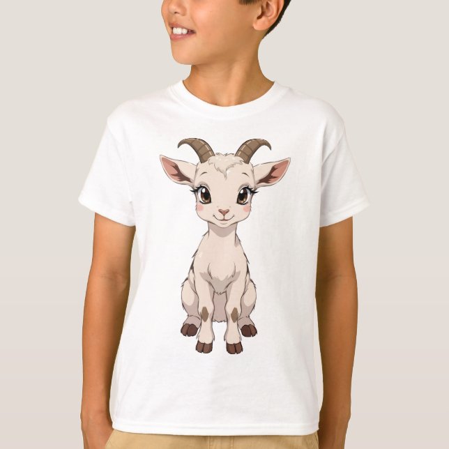 Niedliche Anime-Ziege mit großen Augen T-Shirt (Vorderseite)