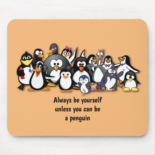Niedliche animierte Pinguine Mousepad (Vorne)