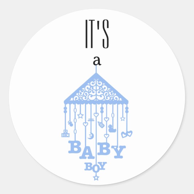 Niedliche Ankündigung eines Baby Boy Blue Baby Runder Aufkleber (Vorderseite)