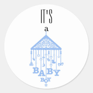 Niedliche Ankündigung eines Baby Boy Blue Baby Runder Aufkleber