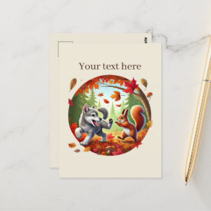 Niedliche, anpassbare Tierfreunde fallen Postkarte