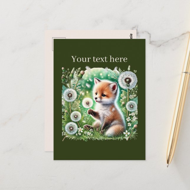 Niedliche, anpassbare Tierfreunde Postkarte (Vorderseite/Rückseite Beispiel)