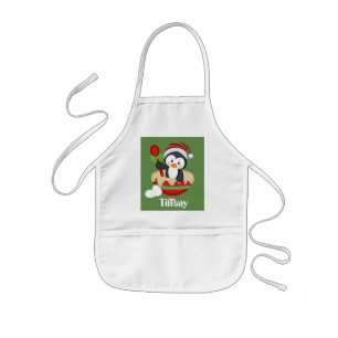 Niedliche, anpassbare Weihnachtsbäckerei Pinguin-S Kinderschürze