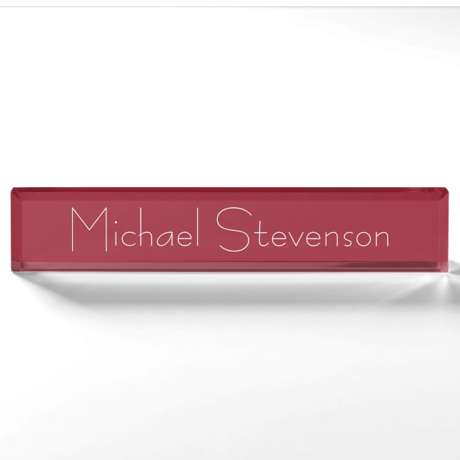Niedliche Anpassung von Text Moderne Red Business  Namensplakette (Vorderseite)