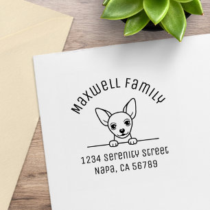 Niedliche Anschrift der Familie Chihuahua Dog Arch Gummistempel