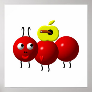 Niedliche Ante mit Apfel Poster