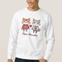Niedliche anthropomorphe Katzen mit Herz-Sweatern