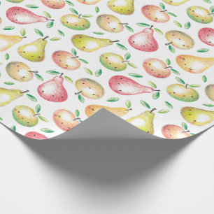 Niedliche Äpfel & Birnen, handgezeichnet, rot grün Geschenkpapier