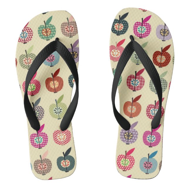Niedliche Äpfel im Retro-Stil Flip Flops (Fußbett)
