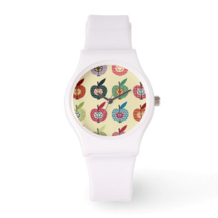 Niedliche Äpfel in der Retro Art Armbanduhr