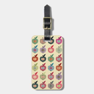 Niedliche Äpfel in der Retro Art Gepäckanhänger