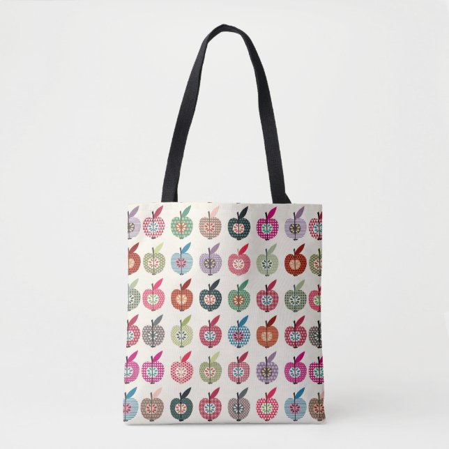 Niedliche Äpfel in der Retro Art Tasche (Vorderseite)