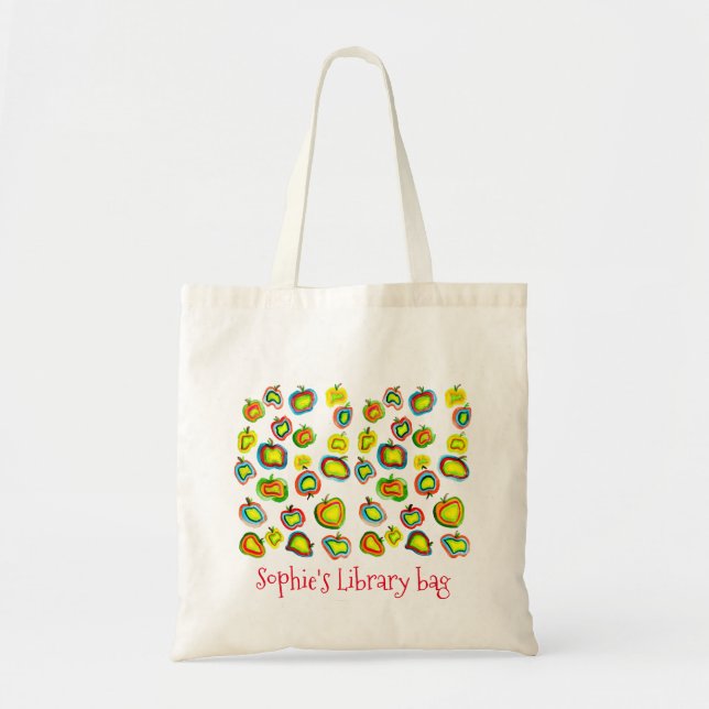Niedliche Äpfel lesen Kinderbibliothek Tote Bag Tragetasche (Vorne)