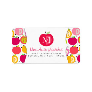 Niedliche Apfel-Muster-Lehrer-Kinder Adressaufkleber