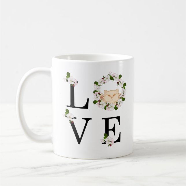 Niedliche Apfelblüte. Liebe Kaffeetasse (Links)