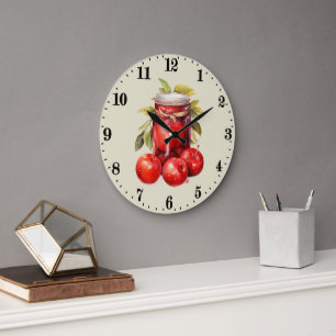 Niedliche Apfelfruchtliebhaber Küche Große Wanduhr