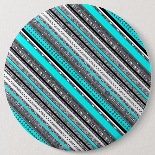 Niedliche Aqua-Aztec-Muster Button (Vorderseite)