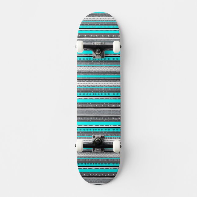 Niedliche Aqua-Aztec-Muster Skateboard (Vorderseite)