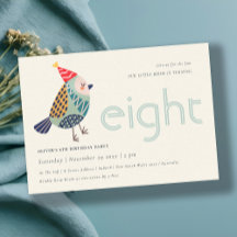 Niedliche Aqua Blue Birdie jedes Alter 8. Geburtst