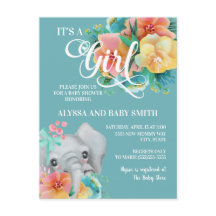 Niedliche Aquamarin-gelb-rosa Elephant Babydusche