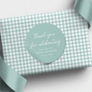 Niedliche aquamarine Babydusche Danke Runder Aufkleber