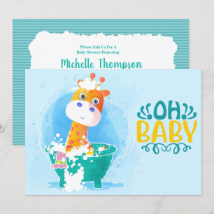 Niedliche Aquamarine Badewanne Giraffe Kinderdusch Einladung