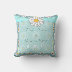 Niedliche Aquamarine Daisy-Hochzeit Kissen