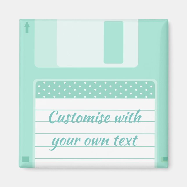 Niedliche Aquamarine Diskette zum Anpassen mit eig Magnet (Vorne)