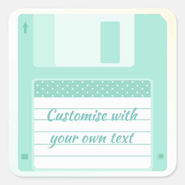 Niedliche Aquamarine Diskette zum Anpassen mit eig Quadratischer Aufkleber (Vorderseite)