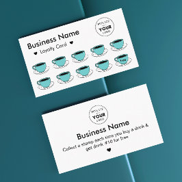 Niedliche Aquamarine Kaffeekassen Fügen Sie Ihr Lo Treuekarte