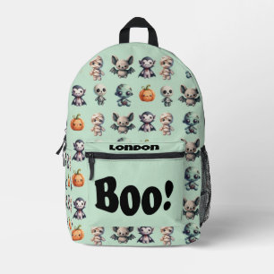 Niedliche Aquamarine Kids Crochet Halloween Monste Bedruckter Rucksack