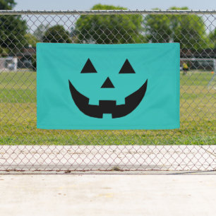 Niedliche aquamarine Kürbislaterne lustiges Hallow Banner