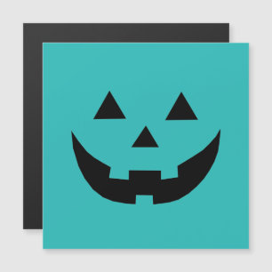 Niedliche aquamarine Kürbislaterne lustiges Hallow Magneteinladung