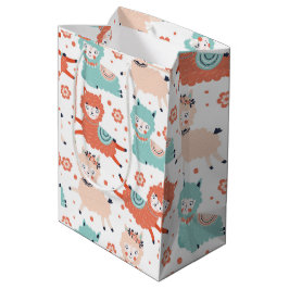 Niedliche Aquamarine Orange Blush Llama Boho Gesch Mittlere Geschenktüte