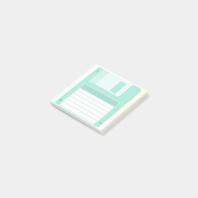 Niedliche aquamarine Pastelldiskette Post-it Klebezettel (angewinkelt)