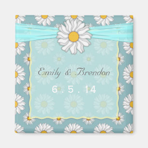 Niedliche Aquamarine und weiße Blütenhochzeit Magnet