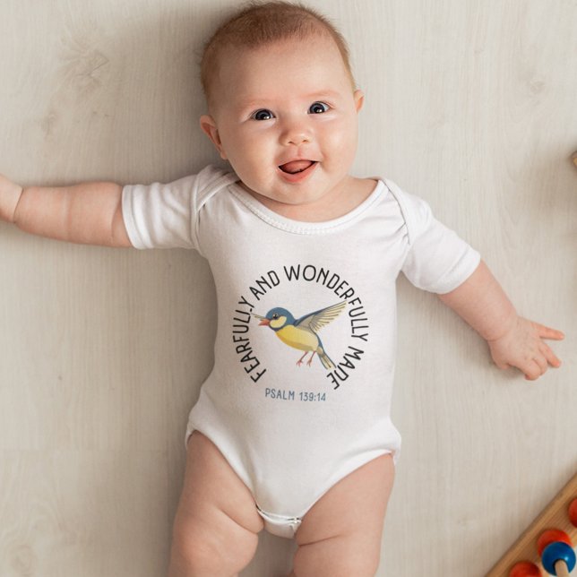 Niedliche Aquamarine Vogelbibel Verse Glaube Baby Strampler (Von Creator hochgeladen)