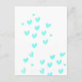 Niedliche Aquamarine Wasserfarbenherzen Postkarte