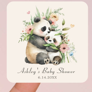 Niedliche Aquarell-Blume & Bears Kinderdusche Quadratischer Aufkleber