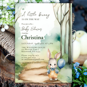 Niedliche Aquarell Bunny Baby Shower Boy Einladung