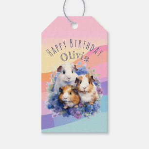 Niedliche Aquarell-Guinea Schweine Personalisiert  Geschenkanhänger