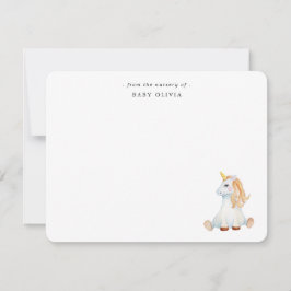 Niedliche Aquarell Unicorn Kindermädchen Dankeskarte