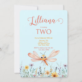 Niedliche Aquarell Wildblume Dragonfly Girl Geburt Einladung