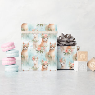 Niedliche Aquarellamas - Geschenkpapier