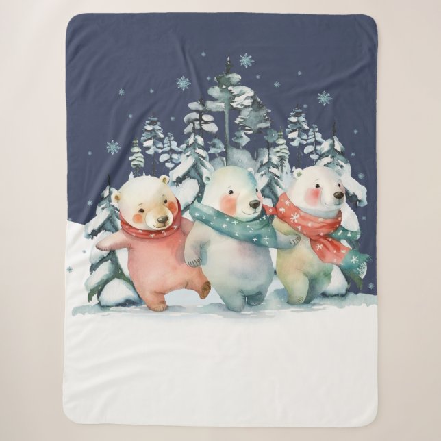 Niedliche Aquarellbären Sherpadecke (Vorderseite)