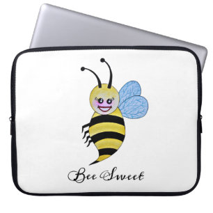 Niedliche Aquarellbiene mit fröhlichem Lächeln Laptopschutzhülle