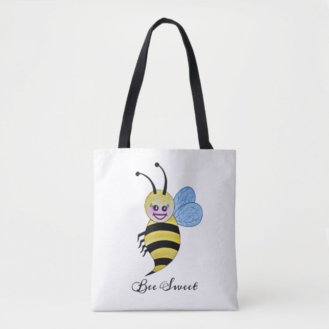 Niedliche Aquarellbiene mit fröhlichem Lächeln Tasche (Vorderseite)