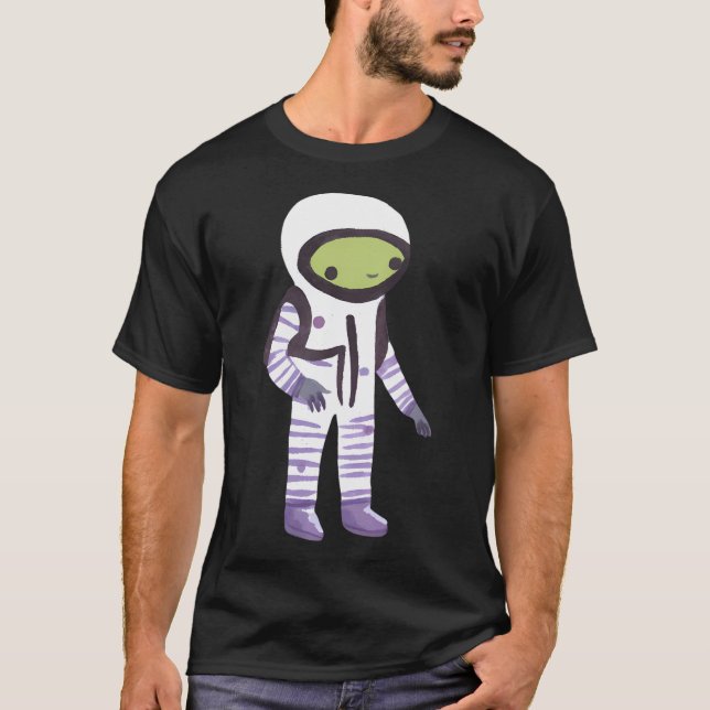 Niedliche Aquarellbilder Alien Astronaut T-Shirt (Vorderseite)