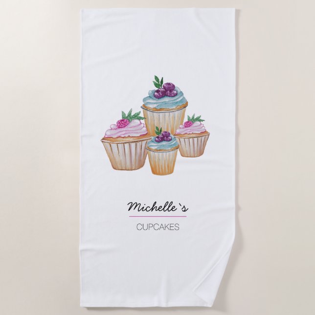 Niedliche Aquarellbilder in Rosa Strandtuch (Vorderseite)